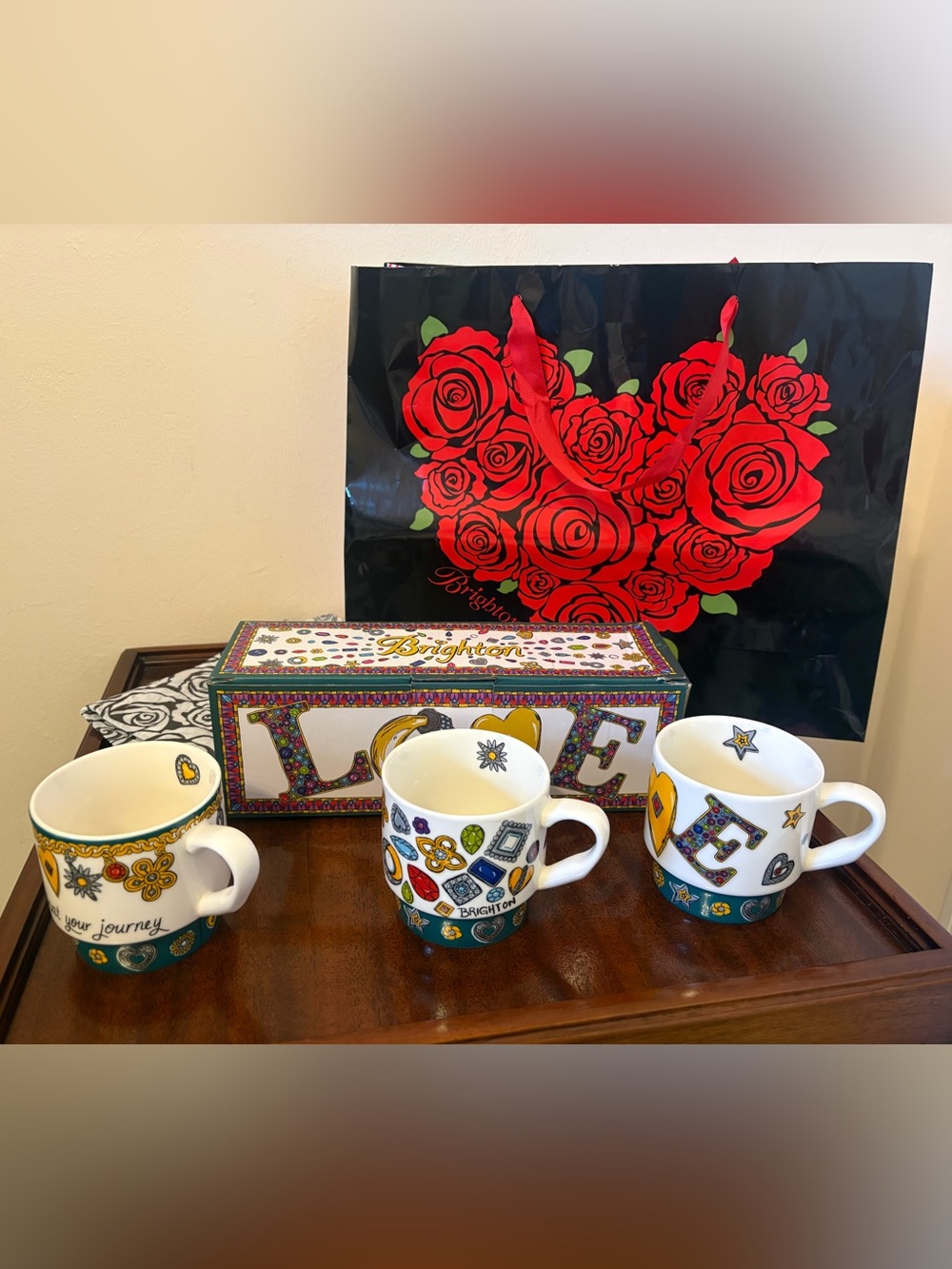 Brighton Multicolor LOVE Ceramic Mug Trio